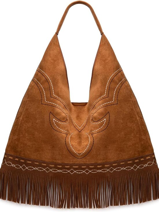 Handbags - Fringe Large Hobo Bags for Women Western Oversize Suede Shoulder Purses Ladies T